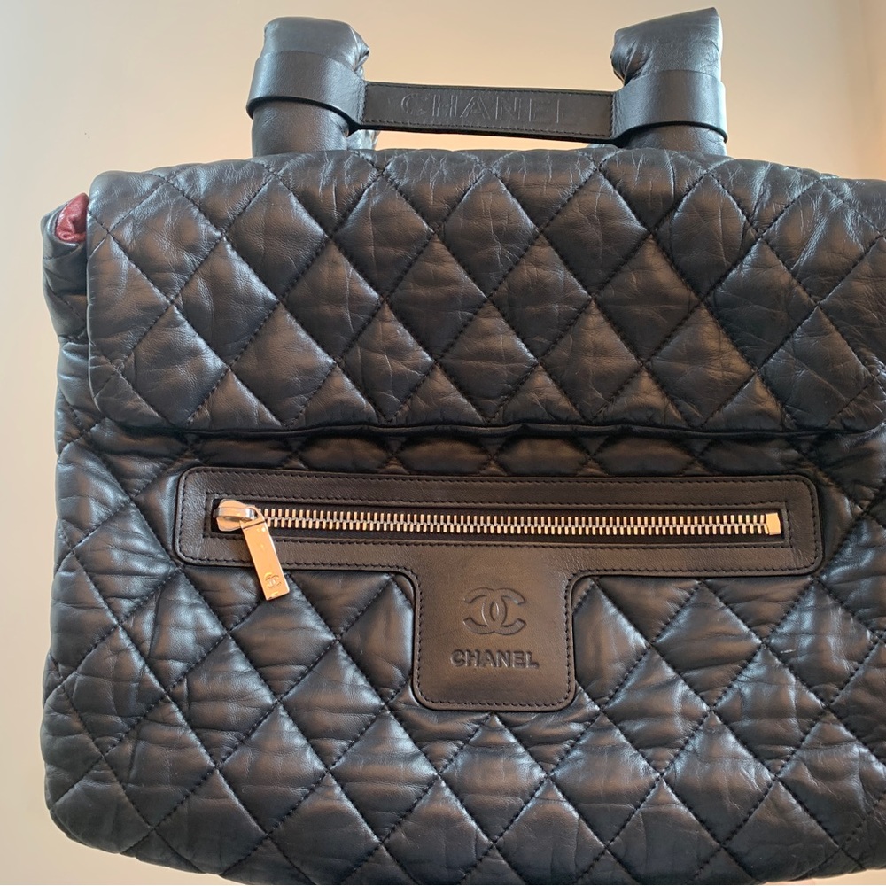 Authentic Chanel backpack black leather